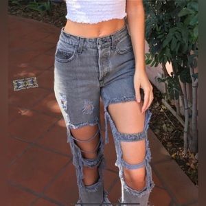 Carmar Days Emilia Destroyed Jeans Distressed High Rise Gray Size 25